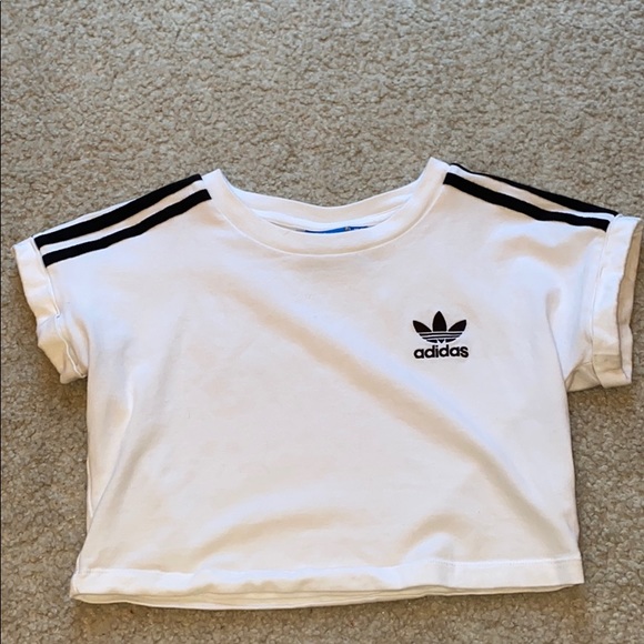 white adidas crop top